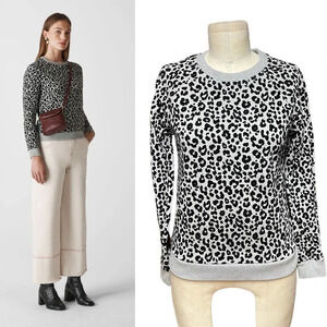 Whistles Cheetah Flocked Sweatshirt Grey Marl Size XS